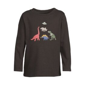 Garanimals Baby & Toddler Boys Long Sleeve Graphic Tshirt - Dino Dark  Grey)