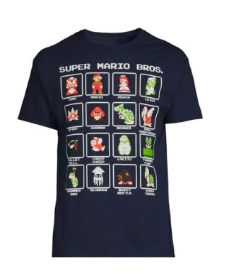 Nintendo Super Mario Mens' Character Tshirt - Navy Blue