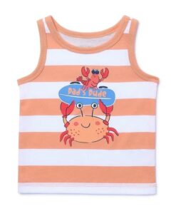 Garanimals Baby Boys Stripe Jersey Ringer Tank Top - Peach Crab