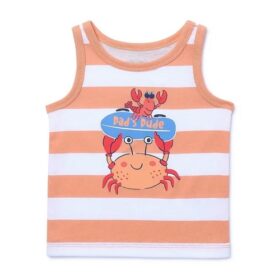 Garanimals Baby Boys Stripe Jersey Ringer Tank Top - Peach Crab