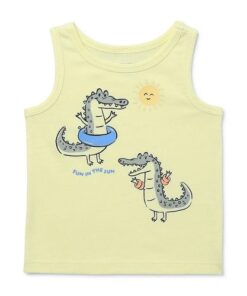 Garanimals Baby Boys Graphic Jersey Ringer Tank Top - Yellow Gator