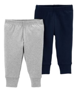 Carter's Child Of Mine Baby Boys Bob Pants - 2 Pack Set Navy Blue & Grey