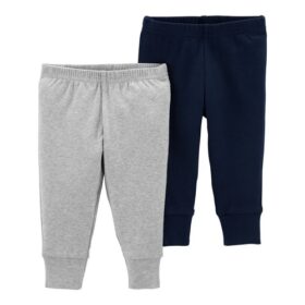 Carter's Child Of Mine Baby Boys Bob Pants - 2 Pack Set Navy Blue & Grey