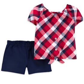Carter's Child Of Mine Baby Girls Americana  Tie Top & Shorts Set