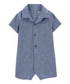 Carter's Child Of Mine Baby Boys 1 Piece Romper Chambray - Blue