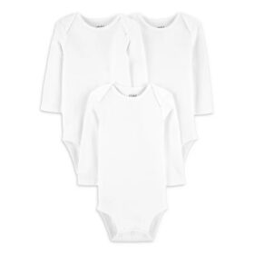 Carter's Child Of Mine Baby Unisex Long Sleeve White Bodysuit - 3 Pack