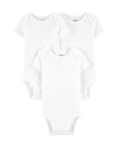 Carter's Child Of Mine Baby Unisex Short Sleeve White Bodysuit - 3 Pack