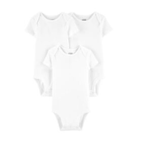 Carter's Child Of Mine Baby Unisex Short Sleeve White Bodysuit - 3 Pack