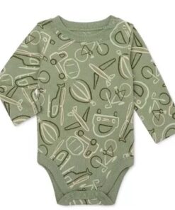 Garanimals Baby Boys Print Long Sleeve Bodysuit - Green