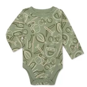 Garanimals Baby Boys Print Long Sleeve Bodysuit - Green