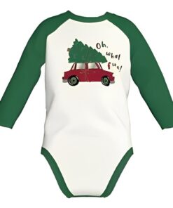 Holiday Time Baby Raglan Long Sleeve Bodysuit - Green Raglan