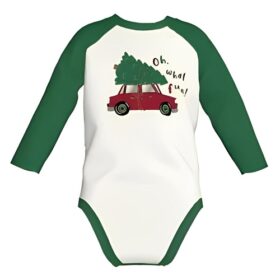 Holiday Time Baby Raglan Long Sleeve Bodysuit - Green Raglan