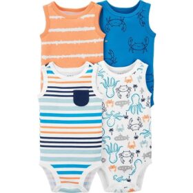 Carter's Child of Mine Baby Boys Newborn Bodysuit - 4 Packs