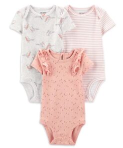 Carter's Child Of Mine Girls Bodysuit , 3 Pack Set - Peach