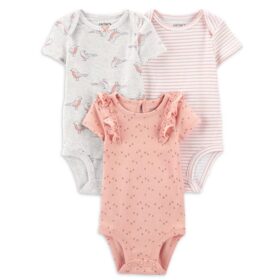 Carter's Child Of Mine Girls Bodysuit , 3 Pack Set - Peach
