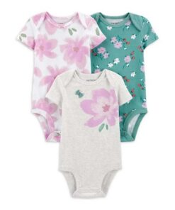 Carter's Child Of Mine Girls Bodysuit , 3 Pack Set - Pink Petals
