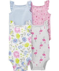 Carter's Child Of Mine Baby Girls Graphic Print 4 Pack Camisole Bodysuit - Floral
