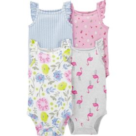 Carter's Child Of Mine Baby Girls Graphic Print 4 Pack Camisole Bodysuit - Floral