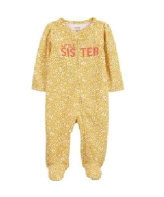 Carter's Child Of Mine Baby Girls 1 Piece Sleeper - Sister Yellow Floral