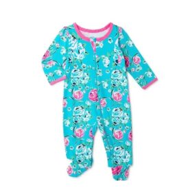 Wonder Nation Baby Girl Floral Sleeper - Green