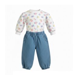 Lullaby Lane Baby Girls 2 Piece Top Chambray Pant