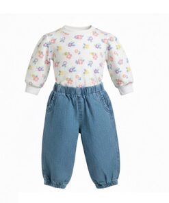 Lullaby Lane Baby Girls 2 Piece Top Chambray Pant