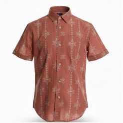 Colorful Planet Boys Woven Short Sleeve Button Down Shirt - Coral