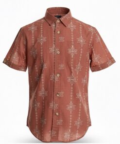 Colorful Planet Boys Woven Short Sleeve Button Down Shirt - Coral