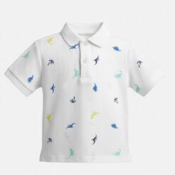 Falls Creek Toddler Boys Dino Print  Polo Tshirt - White