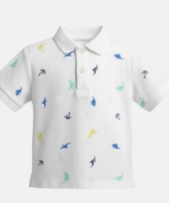 Falls Creek Toddler Boys Dino Print  Polo Tshirt - White