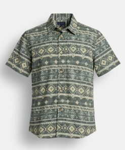 Colorful Planet Boys Woven Short Sleeve Button Down Shirt - Mosiac Green