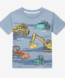 Falls Creek Baby & Toddler Boys Short Sleeve Tshirt - Blue Caterpillar Truck