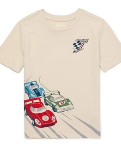 365 Kids Boys Graphic Tshirt With Short Sleeves - Cream Cars