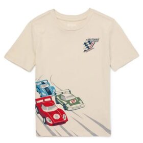 365 Kids Boys Graphic Tshirt With Short Sleeves - Cream Cars