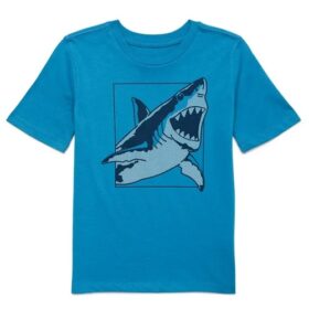 365 Kids Boys Graphic Tshirt With Short Sleeves - Blue Shark