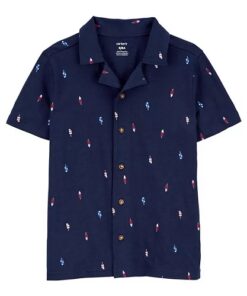 Carter's Toddler Boys Button Down Polo Tshirt - Navy Blue