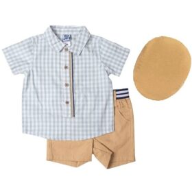 Little Lad Baby Boys & Toddler Gingham Shirt , Shorts & Cap Set