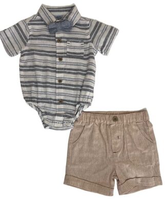 Little Lad Baby Boys 3 Piece Outfit -Bow Tie, Shorts & Pin Down Shirt