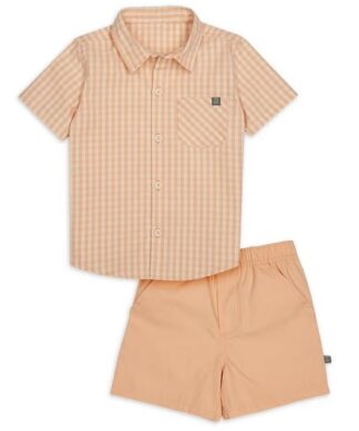 Gerber Mordern Moments Toddler Boys Button Shirt & Shorts Set - Orange