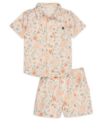 Gerber Modern Moments Toddler Boys Button Shirt & Shorts Set - Floral
