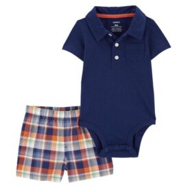 Carter's Baby Boy 2 Piece Polo Bodysuit & Plaid Shorts
