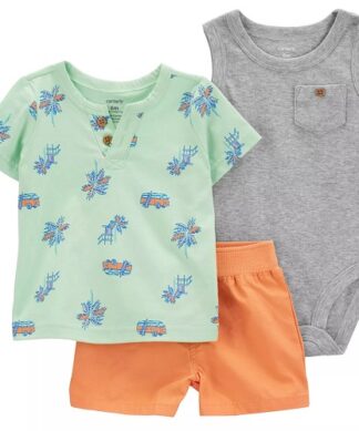 Carter's Baby Boys Tropical Henley Shirt , Shorts & Bodysuit Set