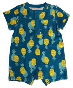 Lullaby Lane Baby Boys Henley Romper - Pineapple