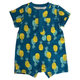 Lullaby Lane Baby Boys Henley Romper - Pineapple