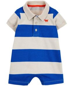 Carter's Baby Boys Rugby Polo Romper - Blue-White