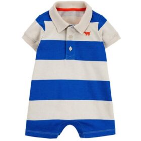 Carter's Baby Boys Rugby Polo Romper - Blue-White