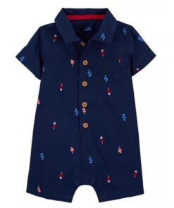 Carter's Baby Boys Poplin Popsicle Romper - Navy Blue