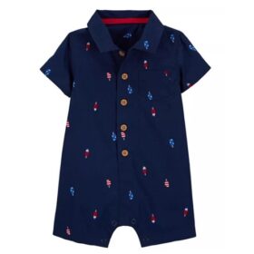 Carter's Baby Boys Poplin Popsicle Romper - Navy Blue