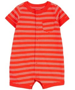 Carter's Baby Boys Striped Romper -Orange