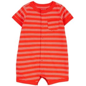 Carter's Baby Boys Striped Romper -Orange